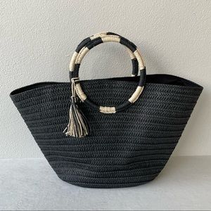Black Straw Handbag